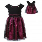 Cap Sleeve High Waisted Special Occasion Dress with Matching Outfit for 18 inch Play Doll