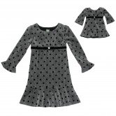 Long Sleeve Metallic Mesh Ruffle Special Occasion Dress with Matching Outfit for 18 inch Play Doll