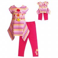 "Peace , Love, and Flowers" Legging Set with Matching Outfit for 18 inch Play Doll