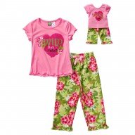 "Wild at Heart" Two Piece Sleepwear Set with Matching Outfit for 18 inch Play Doll