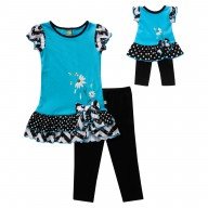 "Bumble Bees & Daises" Legging Set with Matching Outfit for 18 inch Play Doll