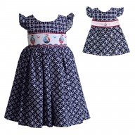 "Sailboats" Nautical Fashion Dress with Matching Outfit for 18 inch Play Doll