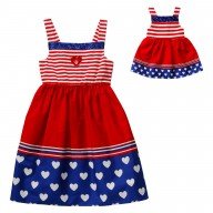 "Hearts and Stripes" Fashion Dress with Matching Outfit for 18 inch Play Doll