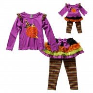 "Halloween Pumpkin" Leggings Set with Matching Outfit for 18 inch Play Doll 
