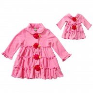 "Pink Roses" Fleece Coat Outerwear with Matching Outfit for 18 inch Play Doll