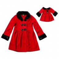 "Red Velvet" Fleece Coat Outerwear with Matching Outfit for 18 inch Play Doll