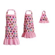 Mommie & Me - "Cupcakes" Matching Adult and Girl Apron Set with Matching Outfit for 18 inch Play Doll - One Size