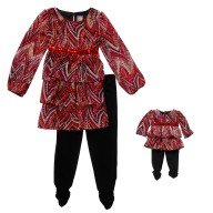 Tiered Ruffle Chiffon Dress with Leggings Set