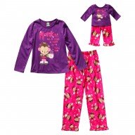"Monkeys With Mittens" Two Piece Sleepwear Set with Matching Outfit for 18 inch Play Doll