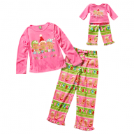 "Holiday Gingerbread Toasty Socks And Hats" Two Piece Sleepwear Set with Matching Outfit for 18 inch Play Doll