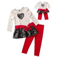 "Glitter Heart" Long Sleeve Legging Set with Matching Outfit for 18 inch Play Doll