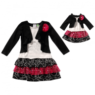 "Black and Pink Tiered" Fashion Dress with Matching Outfit for 18 inch Play Doll