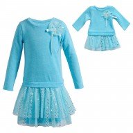"Winter Blue" Fashion Dress with Matching Outfit for 18 inch Play Doll