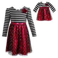 "Dots and Stripes" Fashion Dress with Matching Outfit for 18 inch Play Doll