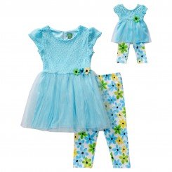 "Flower Fun" Legging Set with Matching Outfit for 18 inch Play Doll