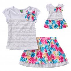 "Blossom Flowers" Skirt Set with Matching Outfit for 18 inch Play Doll