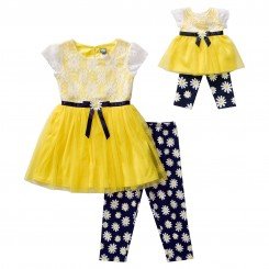 "Sweet as a Daisy" Legging Set with Matching Outfit for 18 inch Play Doll