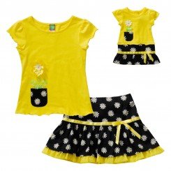 "Sweet as a Daisy" Skirt Set with Matching Outfit for 18 inch Play Doll