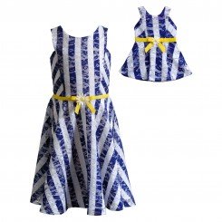 "Nautical Stripes" Fashion Dress with Matching Outfit for 18 inch Play Doll