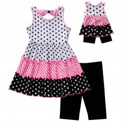 "Stripes & Polka Dots" Bike Short Legging Set with Matching Outfit for 18 inch Play Doll