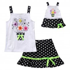 "Blooming Flowers" Skirt Set with Matching Outfit for 18 inch Play Doll