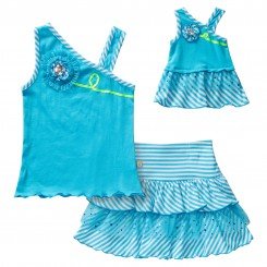 "Summertime Turquoise" Skirt Set with Matching Outfit for 18 inch Play Doll