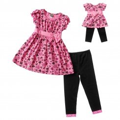 "Hearts" Legging Set with Matching Outfit for 18 inch Play Doll