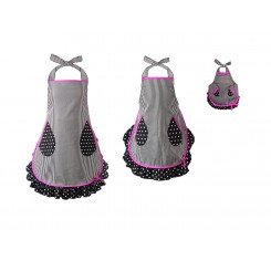 Mommie & Me - "Black and White" Matching Adult and Girl Apron Set with Matching Outfit for 18 inch Play Doll - One Size