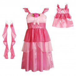 "Pink Rose" Princess Dress-Up Costume Set with Matching Outfit for 18-inch Play Doll