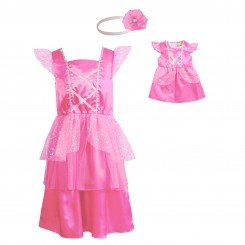 "Pink Sparkle" Princess Dress-Up Costume Set with Matching Outfit for 18-inch Play Doll