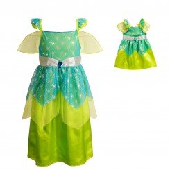 "Green Forest Fairy" Princess Dress-Up Costume Set with Matching Outfit for 18-inch Play Dolls