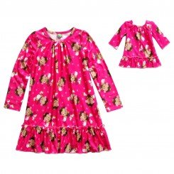 "Monkey Madness Holiday" Nightgown with Matching Outfit for 18 inch Play Doll
