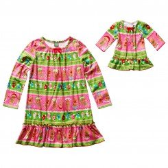 "Holiday Gingerbread Man" Nightgown with Matching Outfit for 18 inch Play Doll