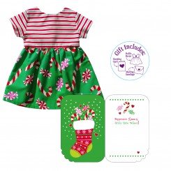 Dressy Greetings "Candy Cane Christmas" Holiday Greeting Card and 18-inch Doll Apparel Outfit Set