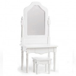Vanity and Stool Wood Furniture Set for 18 inch Dolls - White