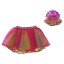"2 in 1" Colorful Reversible Dance Tutu with Matching Outfit for 18 inch Play Doll 