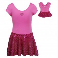 "Shimmering Heart" Skirted Leotard Dancewear with Doll Outfit