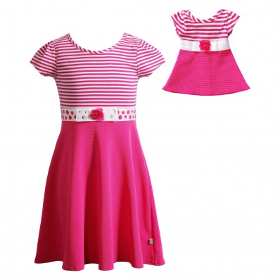"Pink & Lovely" Fashion Dress with Matching Outfit for 18 inch Play Doll