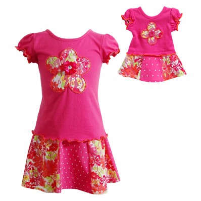 "Flower Garden" Skirt Set with Matching Outfit for 18 inch Play Doll