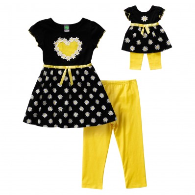 "Daisy Love" Legging Set with Matching Outfit for 18 inch Play Doll