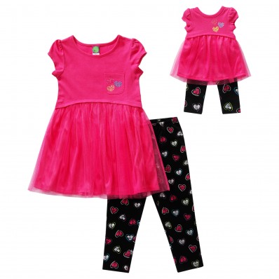 "Sweet Hearts" Legging Set with Matching Outfit for 18 inch Play Doll