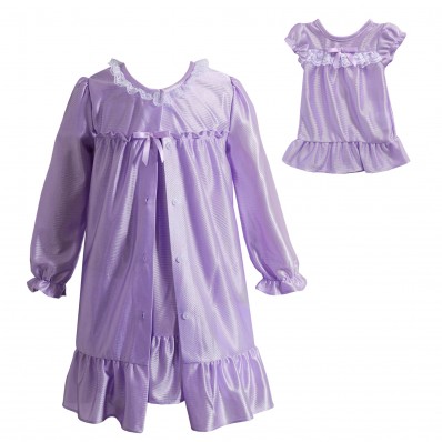 "Glamorous Dreams" Lilac Nightgown with Robe and Matching Outfit for 18 inch Play Doll