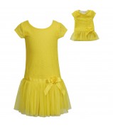 "Royal Lace" Fashion Dress (Yellow) with Matching Outfit for 18 inch Play Doll
