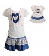 "Blue Heart" Skirt Set with Matching Outfit for 18 inch Play Doll 