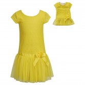 "Royal Lace" Fashion Dress (Yellow) with Matching Outfit for 18 inch Play Doll