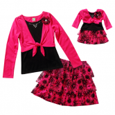 "Floral Long Sleeve Mock Shrug" Skirt Set with Matching Outfit for 18 inch Play Doll