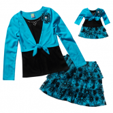 "Floral Long Sleeve Mock Shrug" Skirt Set with Matching Outfit for 18 inch Play Doll
