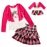 "Kitten Shrug"Skirt Set with Matching Outfit for 18 inch Play Doll
