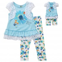 Floral Explosion Mock Shrug Dress with Leggings