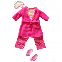 "Sleepy Kitten" Pink Pajama Robe Doll Clothes Set for 18-Inch Play Doll
